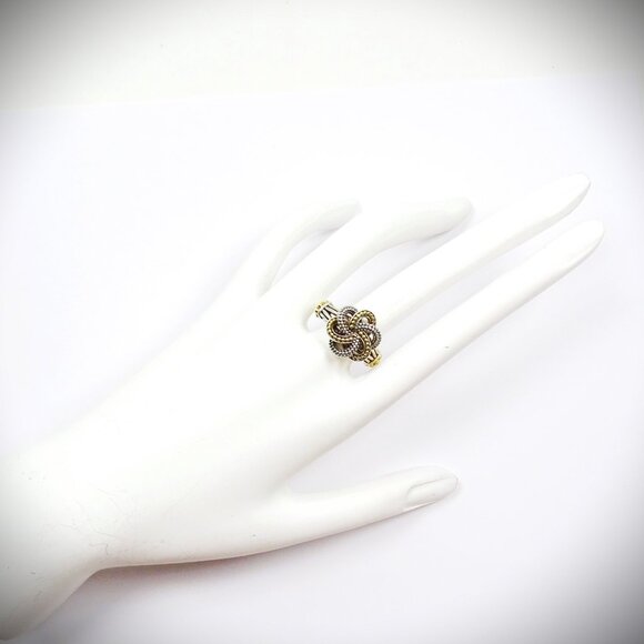 LAGOS Beautiful Sterling & 18K  Yellow Gold Love Knot Ring Size 7 - Picture 10 of 12